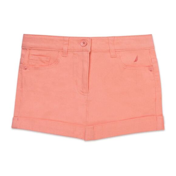 Nautica Girls Summer Shorts Button Casual Beach Pink Coral Sz 5 - Picture 1 of 9